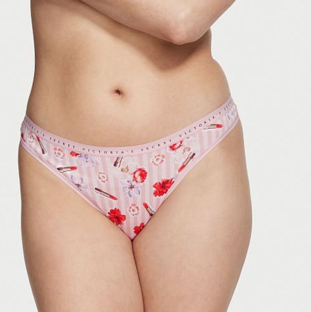 Victoria secret lipstick pink logo thong size extra small